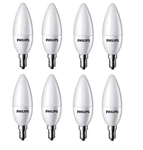 Philips 4-Watt 400-lumen Frosted Candle E14 Base (Cool White, Pack of 8) - Decorative, Ambience for Chandeliers, Wall Lights, Desk Lamps, Floor Lamps