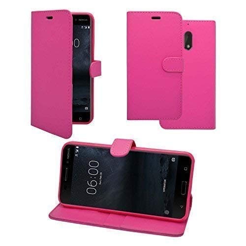 Mobile Phone Case Cover Compatible For Nokia 6 Wallet Flip Stand Card Slot PU Leather Magnetic Closure Case Cover In Pink
