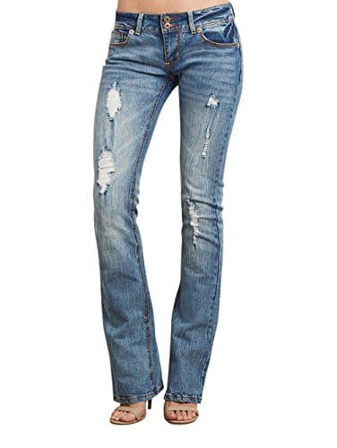 Alloy Apparel Women's Bowie Double-button Bootcut Jean 15 32 Dest Med Blue