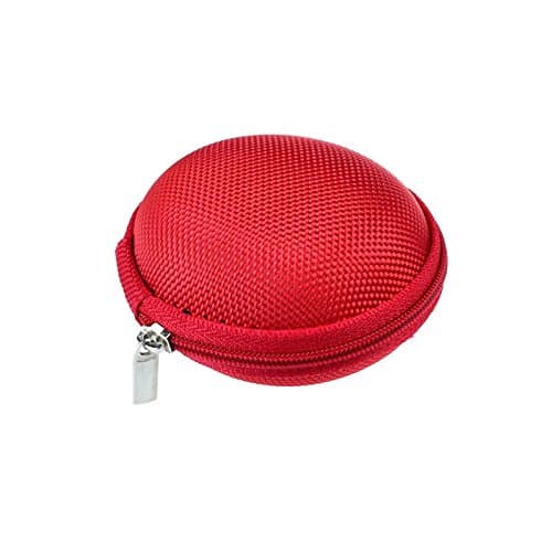 Besde Wireless Bluetooth HeadsetMini Zipper Earphone Headphone SD Card Storage Bag Box Carrying Pouch BU (Red)