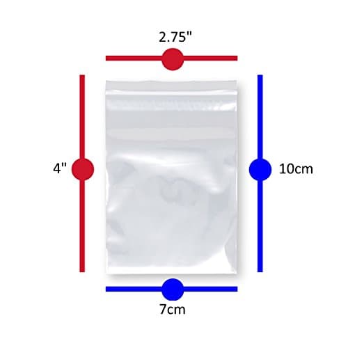 9cube 100 Clear Plastic Bags - Quality Resealable Grip Self Seal Polythene Ziplock Storage Bags (7cm x 10cm) (2.75" x 4")