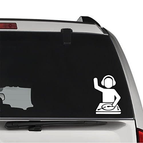 DJ Techno Trance Turntable REMOVABLE Vinyl Decal Sticker For Laptop Tablet Helmet Windows Wall Decor Car Truck Motorcycle - Size (05 Inch / 13 Cm Tall) - Color (Matte White)