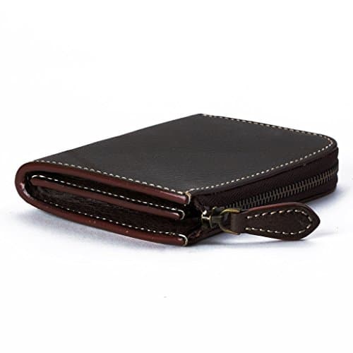MAGIC TALE Genuine Vegetable Tanned Leather Designer Zipper Wallet for Men,Black