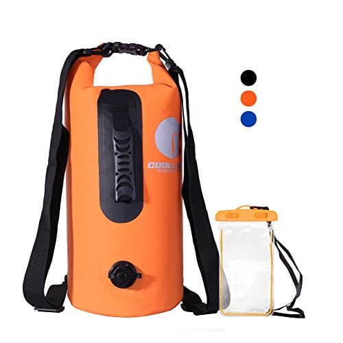 COOL LAND Waterproof Dry Bag Sack - Roll Top Backpack with Inflatable Nozzle for Kayaking, Boating, Fishing, Rafting, Swimming, Camping Includes Waterproof Phone Case