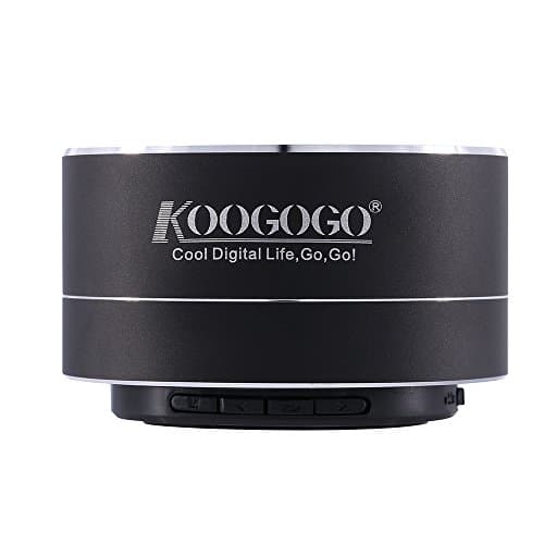 KOOGOGO A10 Stereo Wireless Bluetooth Speaker Smart Mini Portable MP3 Player Mate with Metal Case, Built-in MIC, Bluetooth/LINE-IN(aux)/TF(micro SD Card) ,Support Smartphone,Computers (Black)