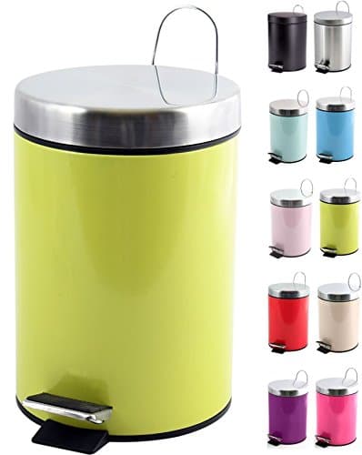 MSV 3 Litre Polypropylene Inox Metal Step Bin, Green