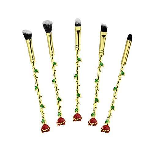 5 x Enchanted Rose Makeup Brushes eyeshadow brush set by Cookie Dough Deco ® - GOLD TIP