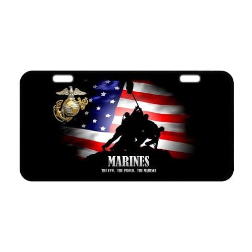 11.8" X 6.1" Durable License plate, Metal personalized car tag, USMC United States Marine Corps Emblem and American Flag car tag (2 Holes)