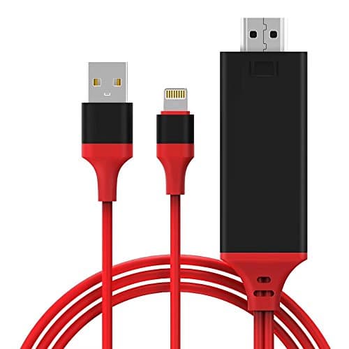 Lightning to HDMI, iPhone to HDMI Cable Lightning Digital AV to HDMI Adapter 6.5ft 1080P HDTV Cable for iPhone8,iPhoneX,iPhone5， iPhone6,iPhone7，iPad,iPod,Plug and Play