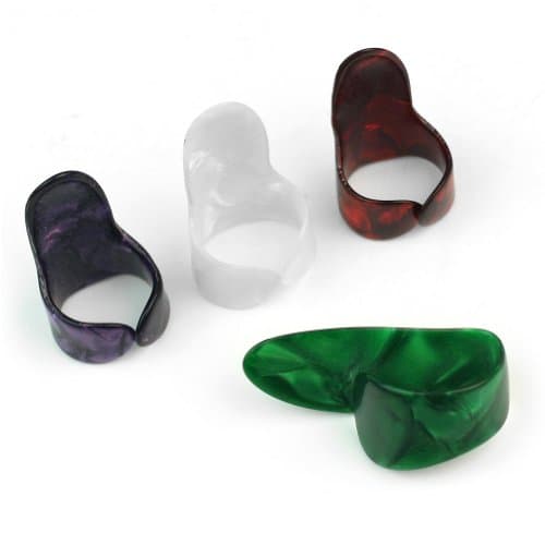 Plastic 1 Thumb + 3 Finger 4 Picks Plectrums for Guitar Colorful