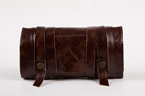 Rustic Dark Brown Leather Hand Stitched Pipe Tobacco Pouch/Pipe Rollup Bag