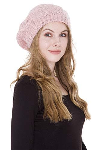 Women's Warm Soft Plain Color Winter Cable Knitted Beret Beanie Hat Skull Cap