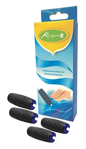 Pedi Roller Replacement Heads (Pack of 4) compatible with Amopé Pedi Perfect Electronic Foot File-Professional Grade Pedicure Refills-Medium Coarse for Rough Skin-Best Sole Skin Exfoliation