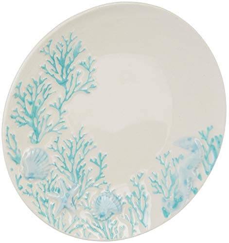Coastal Home Blue Coral Appetizer Plate One Size White/blue