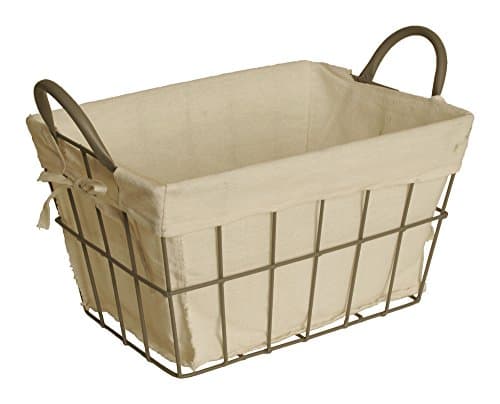 wald importsWire Market Basket with Cloth Liner, Medium, Gray