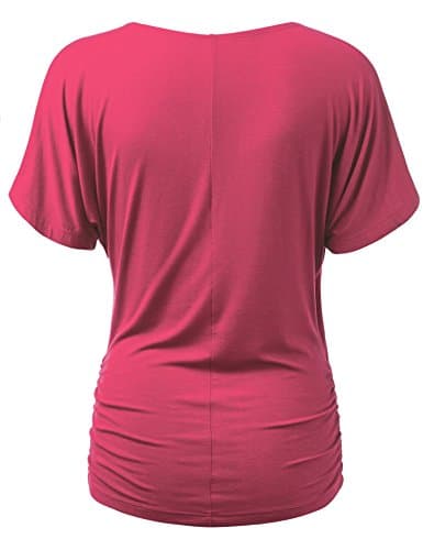 MBJ Womens V Neck Short Sleeve Wrap Front Drape Dolman Top - Made In USA