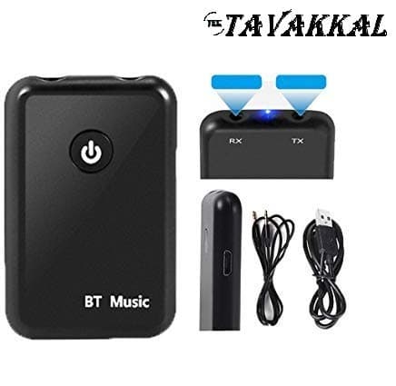 Tavakkal Wireless Bluetooth Transmitter and Receiver Stereo Audio Adapter Car Kit for Headphones, TV, Computer, Mp3/Mp4, iPhone and More (Black)