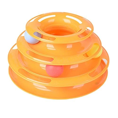 Deftun Tower of Three Tracks Interactive Cat Toy Crazy Amusement Plate Cat Kitty Fun Pet Ball Roller Toy