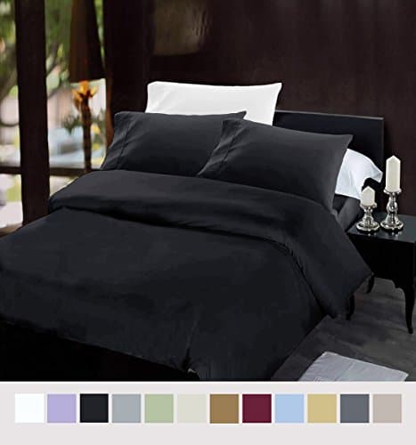 iCOVER BEDDING PLATINUM 1800 COLLECTION BRUSHED MICROFIBER BEDDING SET,Wrinkle,Fade resistant,2Pc Bed Duvet Cover Set(Twin/Twin-XL,black):1Duvet Cover(tie at corners)+1standard Pillow Case