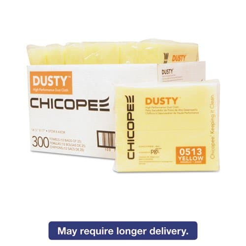DUSTY Disposable Dust Cloths, 14 5/8 x 17, Yellow, Rayon/Poly, 25/Bag, 12 Bag/Carton