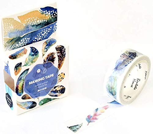 Boho Feathers Washi Decorative Tape for Scrapbooking, Crafting and Gift Wrapping