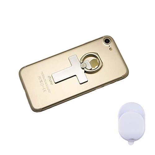 [2 Pack] Phone Finger Ring Stand, Retro Cross Metal Grip Stand Holder Ring with Car Mount, Phone Ring Grip for Smartphones (Silver)