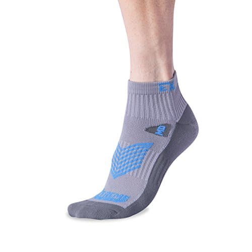 High Performance Running Socks - Moisture Wicking Ultra Breathable Socks 3 pack (Gray/Blue, Large) by Extreme Gear