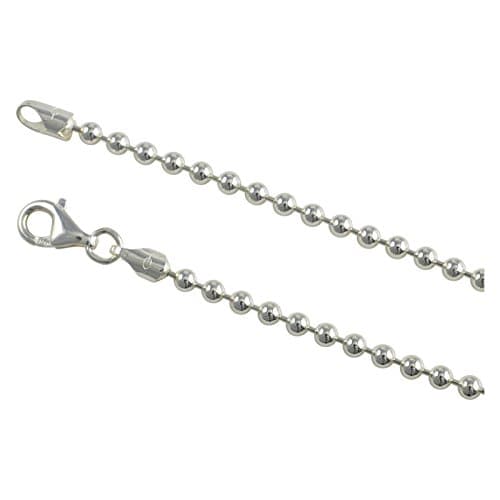 Sterling Silver Bead Ball 3mm 22" Necklace Chain Solid Italian Italy Dog Tag Jewelry