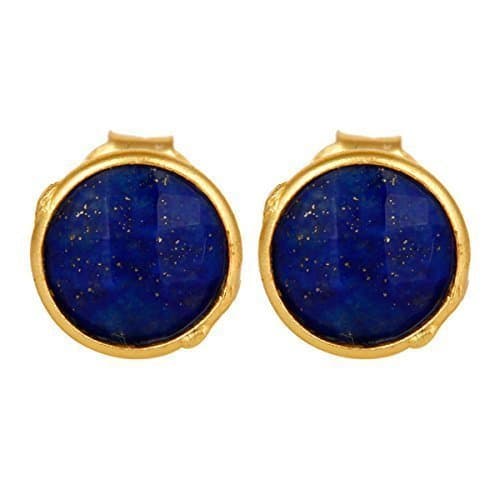 Lapis Lazuli Gold Plated Silver Stud Earrings, Gift Jewelry