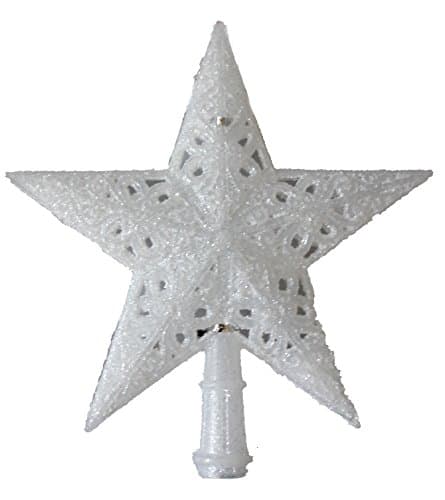 Country Silk 8.3" H Glittered Finish Star Tree Topper Christmas Tree Decoration White Frosted