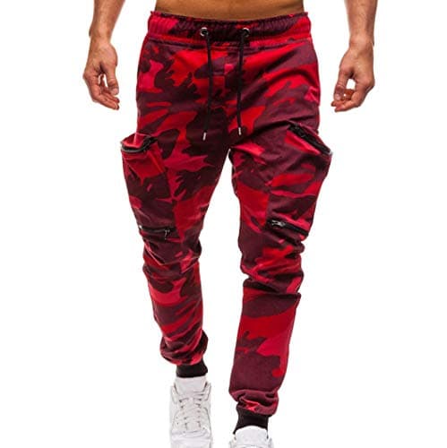 Men's Drawstring Classic Camo Joggers Pants Zipper Pockets Sweat Pants
