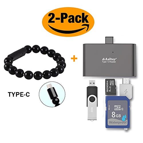 B1 Memory Card Reader,Asltoy 5 in 1 USB-A-Micro USB Type C Card Reader,SD/TF Card Adapter with OTG Function (Cable+Reader Gray)