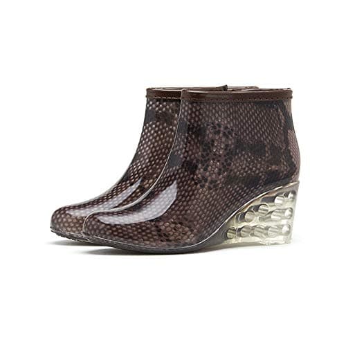 EgBert Spring Winter Design Ankle Boots Rain Zipper Leopard Shoe Woman Solid Rubber Waterproof Shoes - #04-38