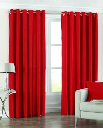 Decoholic Elegant Ring Top Plain Solid Eyelet Polyester Window Curtain - 6 ft, Red