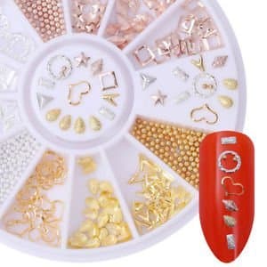 Hot Mixed Shape Metallic Rose Gold Silver DIY Nail Art Studs Gems Rhinestones UK