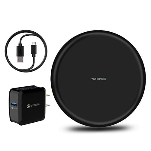 LG V30 Wireless Charger With QC 3.0 Adapter, Bbtops Wireless Charging Pad Stand for Galaxy S9 Plus S8&amp;Plus S7 Edge Note 8 iPhone X iPhone 8/8 Plus and Other Qi-Enable Device (black-with adapter)