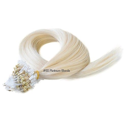 16" 18" 20" 22" Micro Loop Ring Remy Human Hair Extensions-0.8g x 20strands-Grade AAA- Multi-Colours (20", 60 Platinum Blonde)