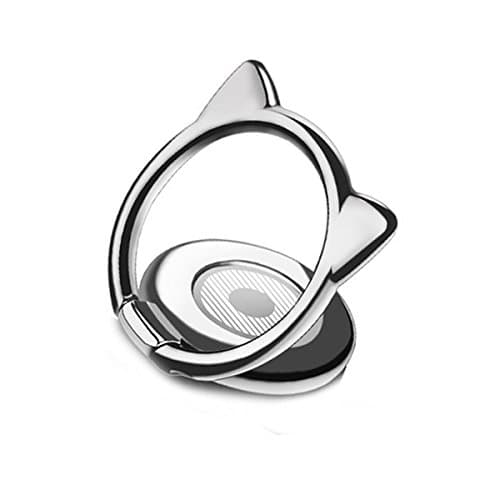 Hottsun Cell Phone Holder Attachment Finger Ring Stand Cute Cat Shape Ultra Thin Cell Phone Grip Ring Stand 360 Degree Rotation for Phones Black