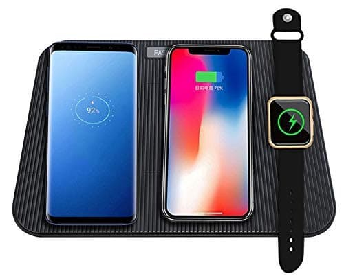 Fast Wireless Charging (10W) Station Dock Charger Pad for Multiple Devices (up to 3) Including iPhone X/8/Plus/XS/XR/XS Max, Samsung, Apple Watch, Airpods (Wireless Charger case Included for Gen 1)