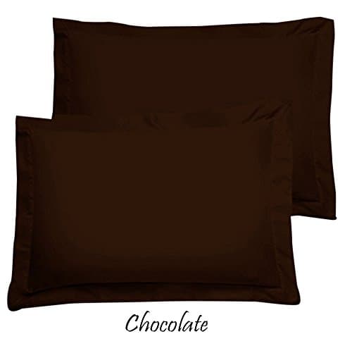 Hotel Bedding Ultra Soft Egyptian Cotton 600-Thread-Count Solid Pattern 2-Pieces Pillow Shams ( King Size, Chocolate )
