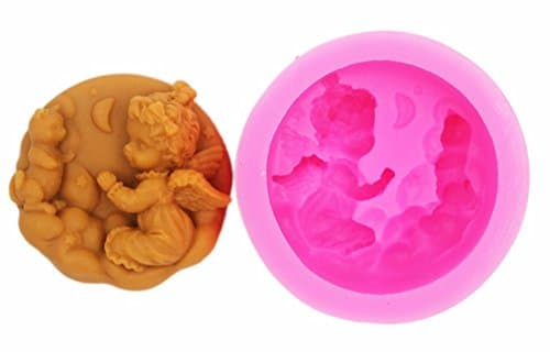 Duoyo Angel under the Moon with Bear Sleep 3D Silicone Soap Moulds Candle Mold