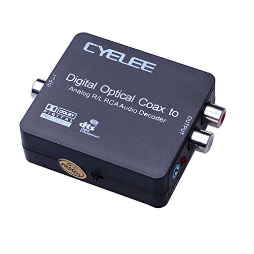 [Digital to Analog Audio Decoder Converter Adapter]Cyelee- Convert Digital Coaxial /Optical Toslink SPDIF to Stereo 3.5mm Jack or L/R (Red/White) RCA Audio Outputs with PCM, 5.1 Dolby Digital & DTS ¡­