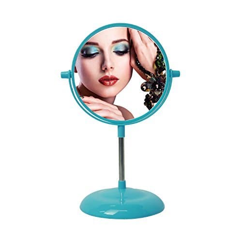 Zoevan 6 Inch Makeup Vanity Mirror Tabletop Double-Sided 3x Magnifying Swivel Stand Up Natural Daylight 360 Degree Magnifiers in Polycarbonate Finish (Blue)