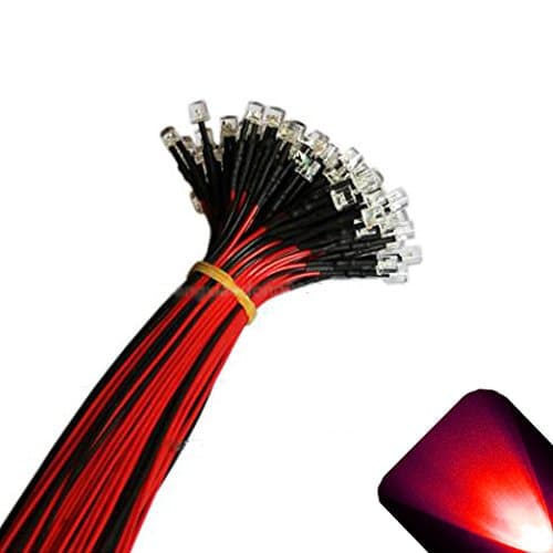 Lighthouse LEDs 12v 5mm Flat Top Pre-Wired Red LED - Ultra Bright (10v, 11v, 12v, 13v, 14v, 15v) (Pack of 100)