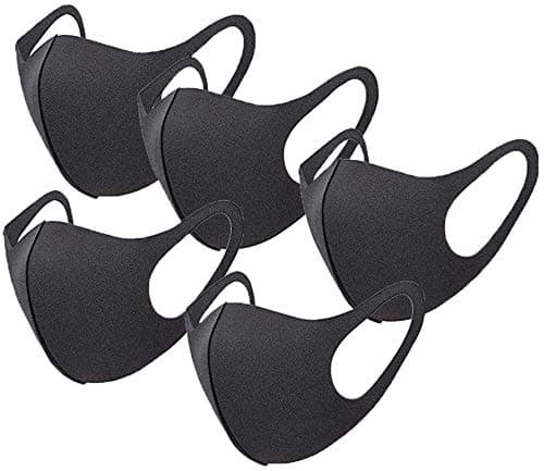 Germ Protection and Personal Health 5pcs/10pcs Thin Face Sponge Mask Washable Breathable Reusable Windproof Dust-Resistant Black 5PCS