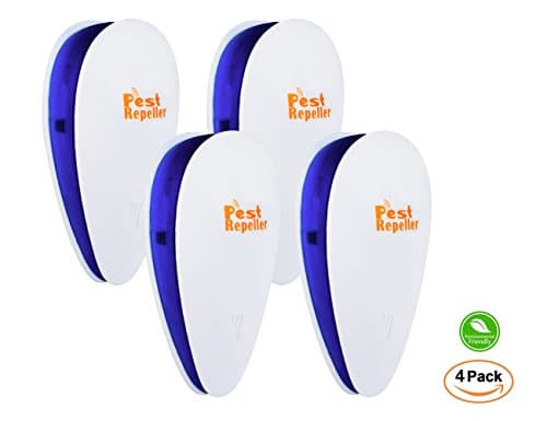 BUGZILLA [Upgraded 2018] Ultrasonic Pest Repellent - Electronic Pest Control Plug In-Pest Repeller for Insect - Mice, Roaches, Bugs, fleas, Mosquitoes, Spiders,Human &amp; Pet Friendly （4 Packs）