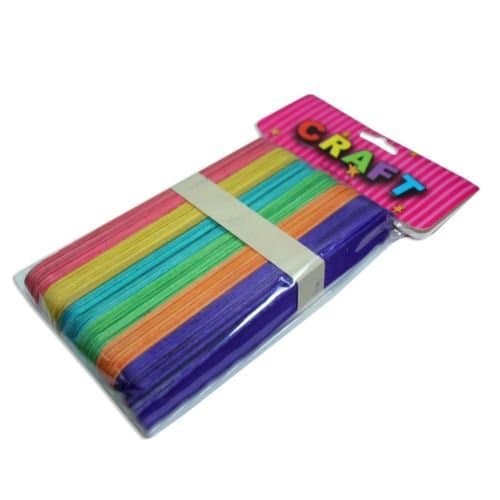 48 Pack Jumbo Craft Paddle Pop Sticks 15x2cm Multi Colour 6 Colours in Total