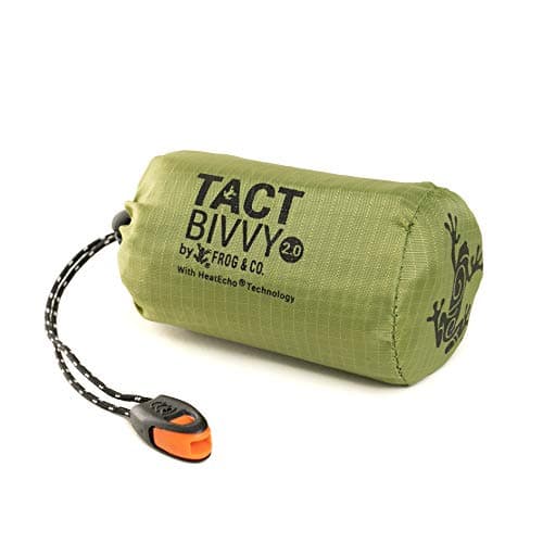 Tact Bivvy 2.0 Emergency Sleeping Bag, Compact Ultra Lightweight, Waterproof, Thermal Bivy Sack Cover, Emergency Shelter Survival Kit – w/Stuff Sack, Carabiner, Survival Whistle + ParaTinder