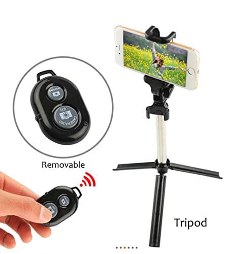 StarHere Selfie Stick 32inch,Remote Wireless,Tripod Stand for Folding Extendable. Lightweight Portable for iPhone 7,iPhone 6s Plus, Samsung S6and Android Smartphone, (Black)