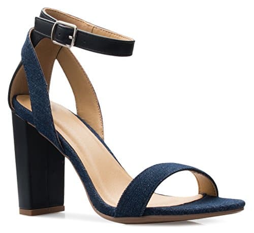 OLIVIA K Women's Strappy Open Toe Clear Ankle Straps Perspex Lucite Clear Block Heel Sandal